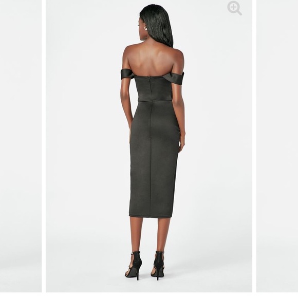 Off the Shoulder BodyCon Dress- Black - Picture 2 of 6